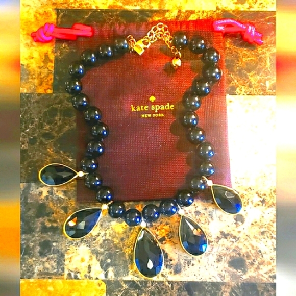 SOLD-KATE spade Black and Gold Crystal Accented Necklace - Picture 6 of 14